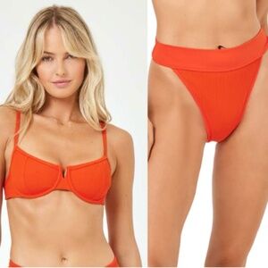 L*Space Bikini Hunter Top and Lola Bottom Pimento Size Medium
